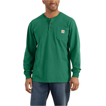 Carhartt Men's Loose Fit Heavyweight Long Sleeve Henley Pocket T-Shirt
