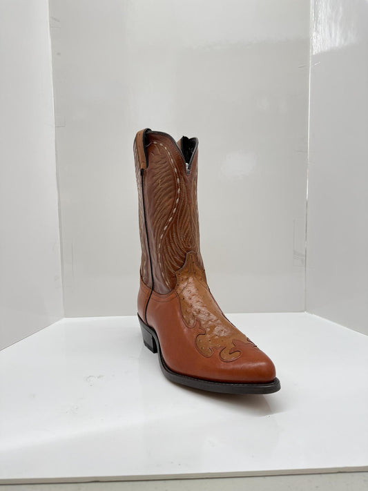 Garage Sale Laredo Men's 12" Leather Cowboy Boots Faux Ostrich Print