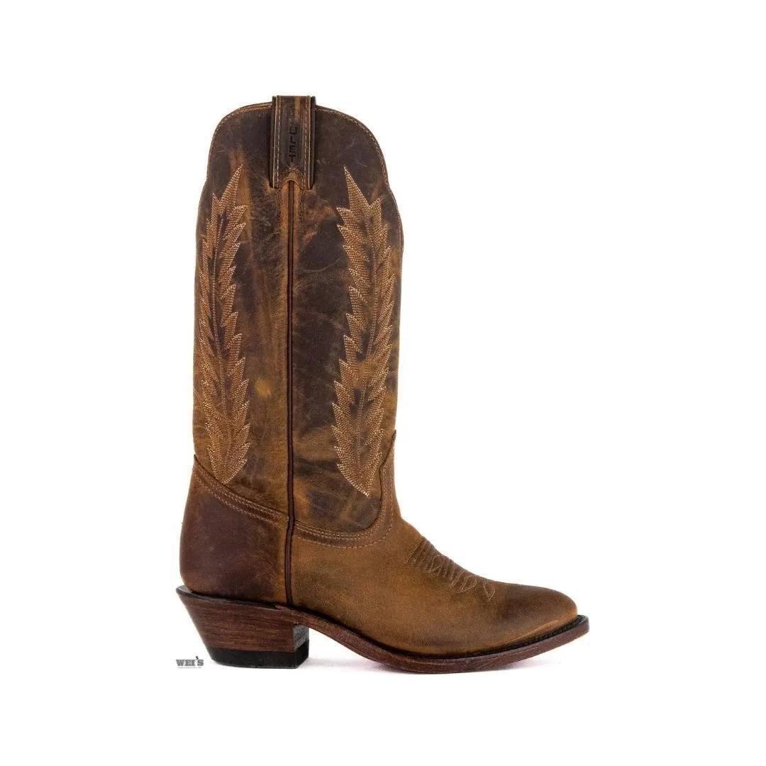 Boulet Women’s Cowgirl Boots 12" Oiled Cowhide Cowboy Riding Heel R Toe