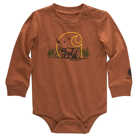 Carhartt Boy's Long Sleeve Bear Bodysuit (Brown HTHR)