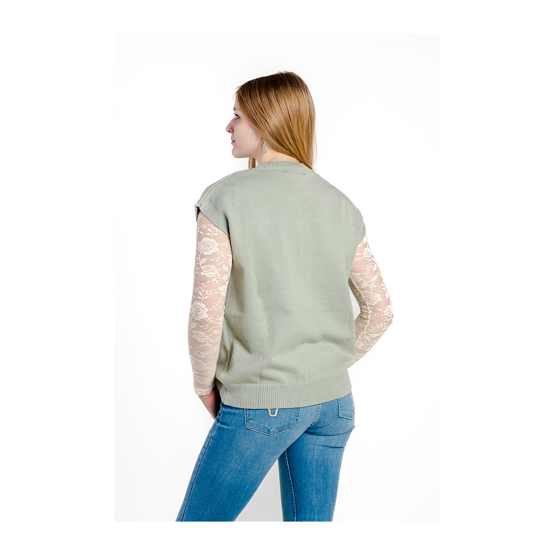 Rockin A Design Women's Sage Skull Western Sweater Vest Top