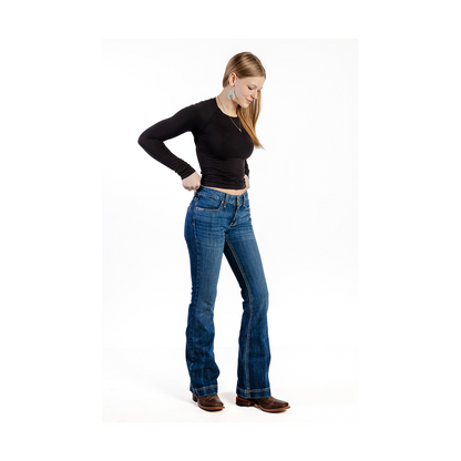 Cinch Women's Lynden Dark Stone Wash Trouser Jean