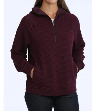 Cinch Women's Purple 1/4 Zip Knit Pullover