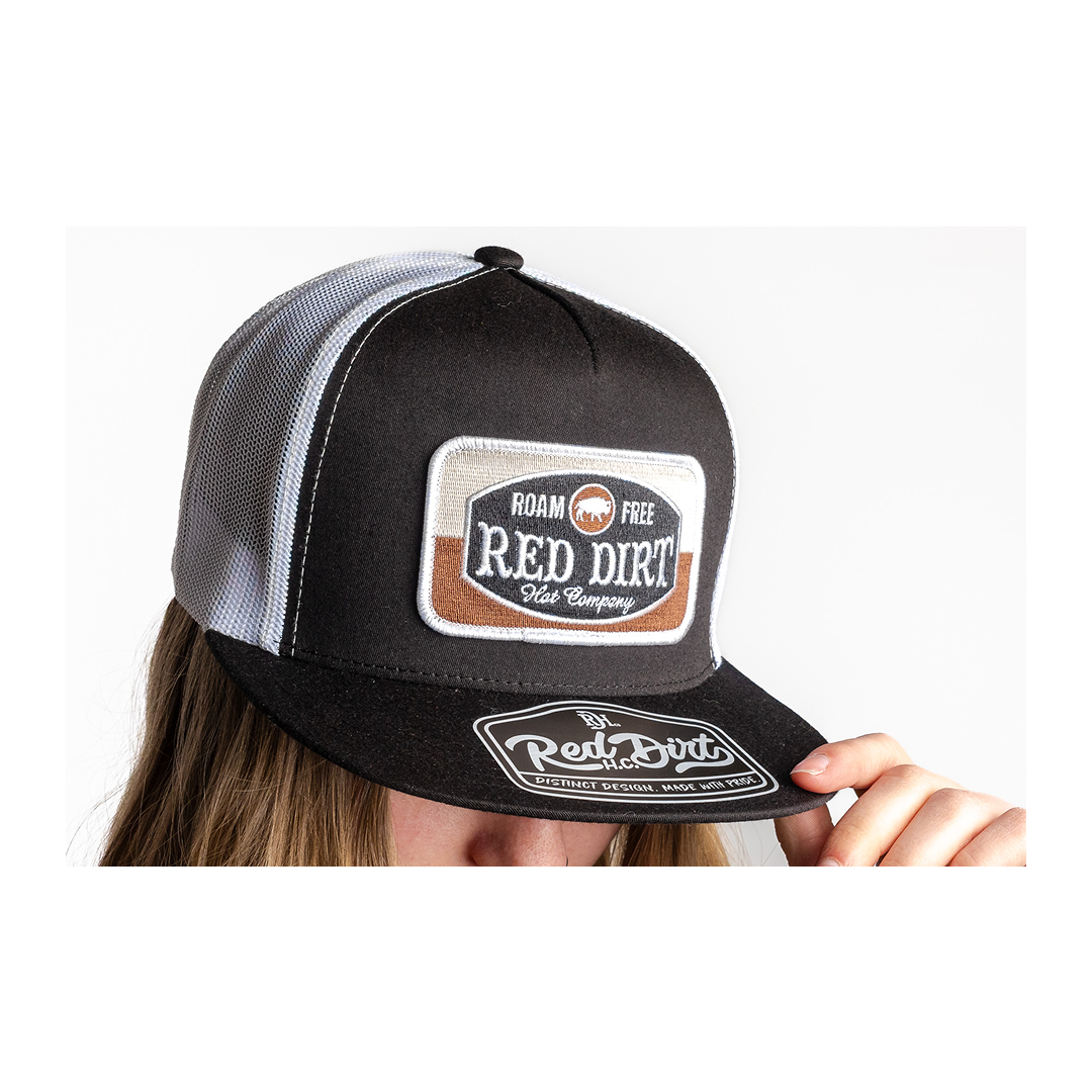 Red Dirt Hat Co Roam Free Black w/ White Cap