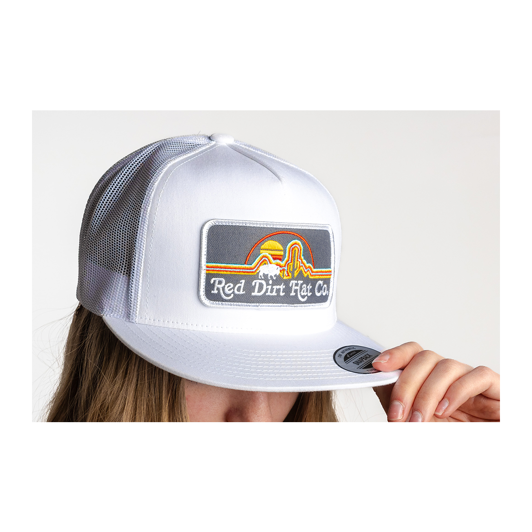 Red Dirt Hat co Neon Buffalo White Cap