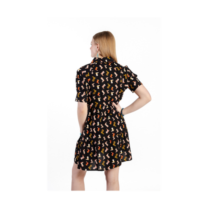 Roper Women's Baby Doll Dress Boot Print Black w/ Pattern