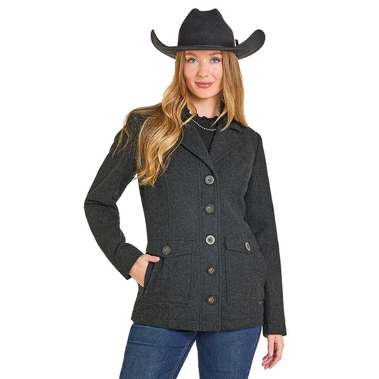 Powder River Outfitters Ladies Black Heather Wool Coat