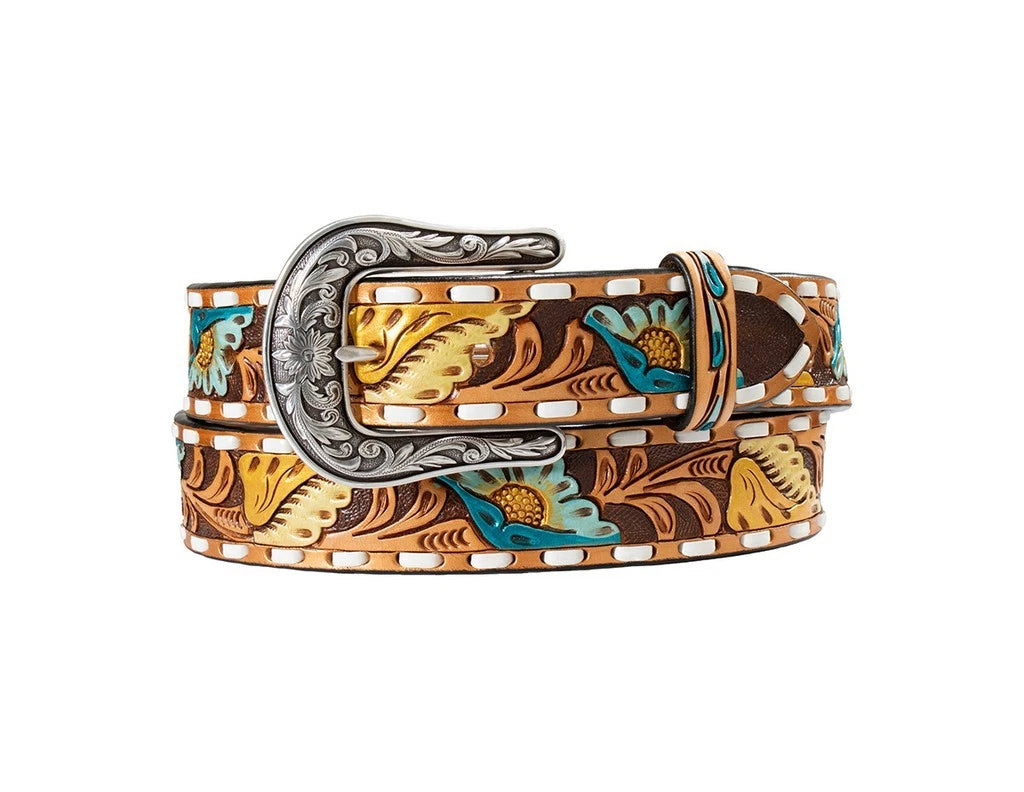 Nocona Women's Metallic Flower Leather Belt