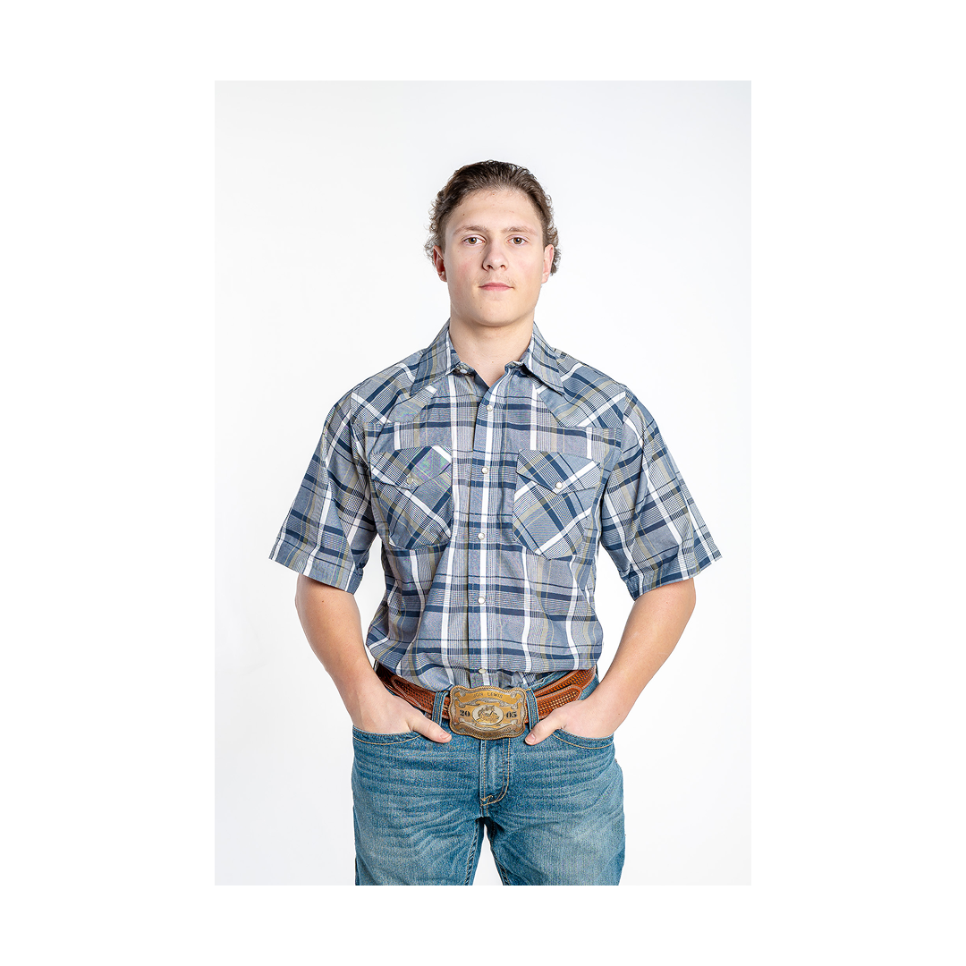MWG Apparel Men's Western Sage Plaid Short Sleeve Button Down