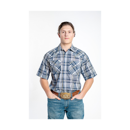 MWG Apparel Men's Western Sage Plaid Short Sleeve Button Down