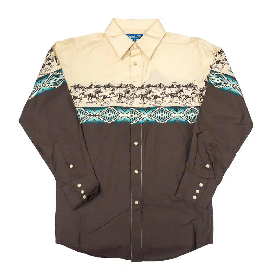 Rock & Roll Denim Men's Blue Button Down Long Sleeve Western Shirt
