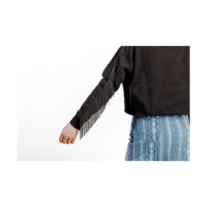 Roper Women's Fleece Long Sleeve w/ Fringe Black