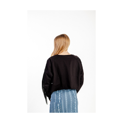 Roper Women's Fleece Long Sleeve w/ Fringe Black