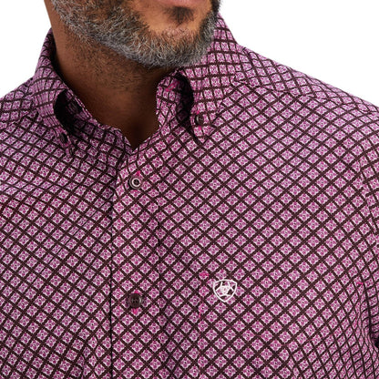 Ariat Men’s Finegan Pink Geometric Print Long Sleeve Shirt 10041745 - Ariat