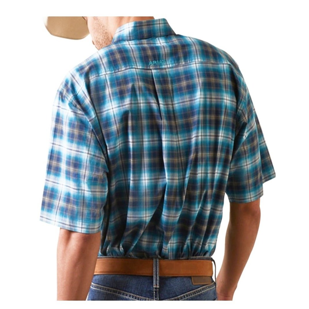 Ariat Men’s Shirt Casual Pro Short Sleeve Kenneth Blue Plaid 10043645 - Ariat