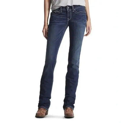 Ariat Women’s Jeans R.E.A.L Mid Rise Stretch Straight Leg 10017216- Clearance