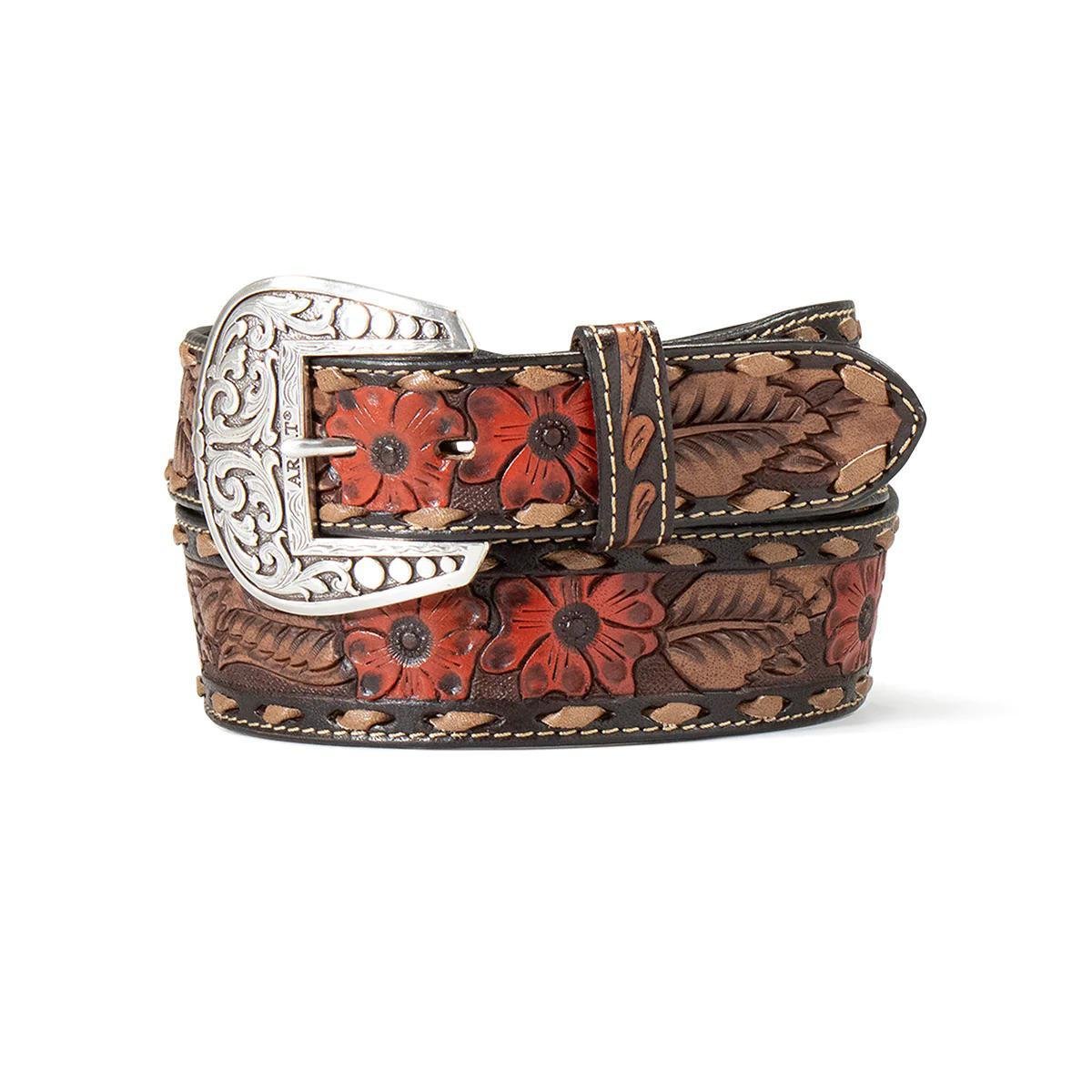 Ariat Women's Tapered Floral Hibiscus Belt Brown/Black A15655133