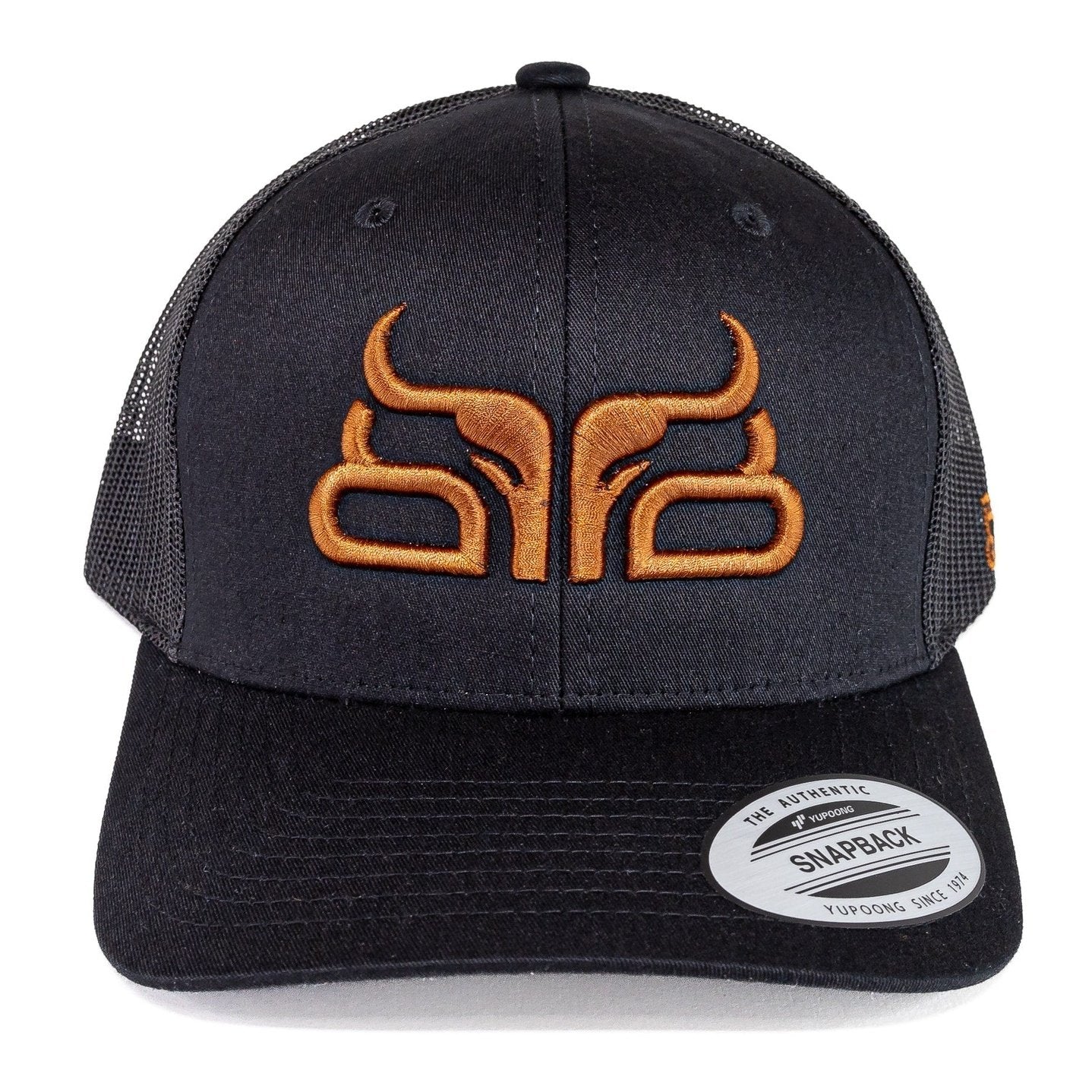 BareDown Brand Cap Trucker Snapback Curved Bill Black/Copper 112 - Baredown Brand