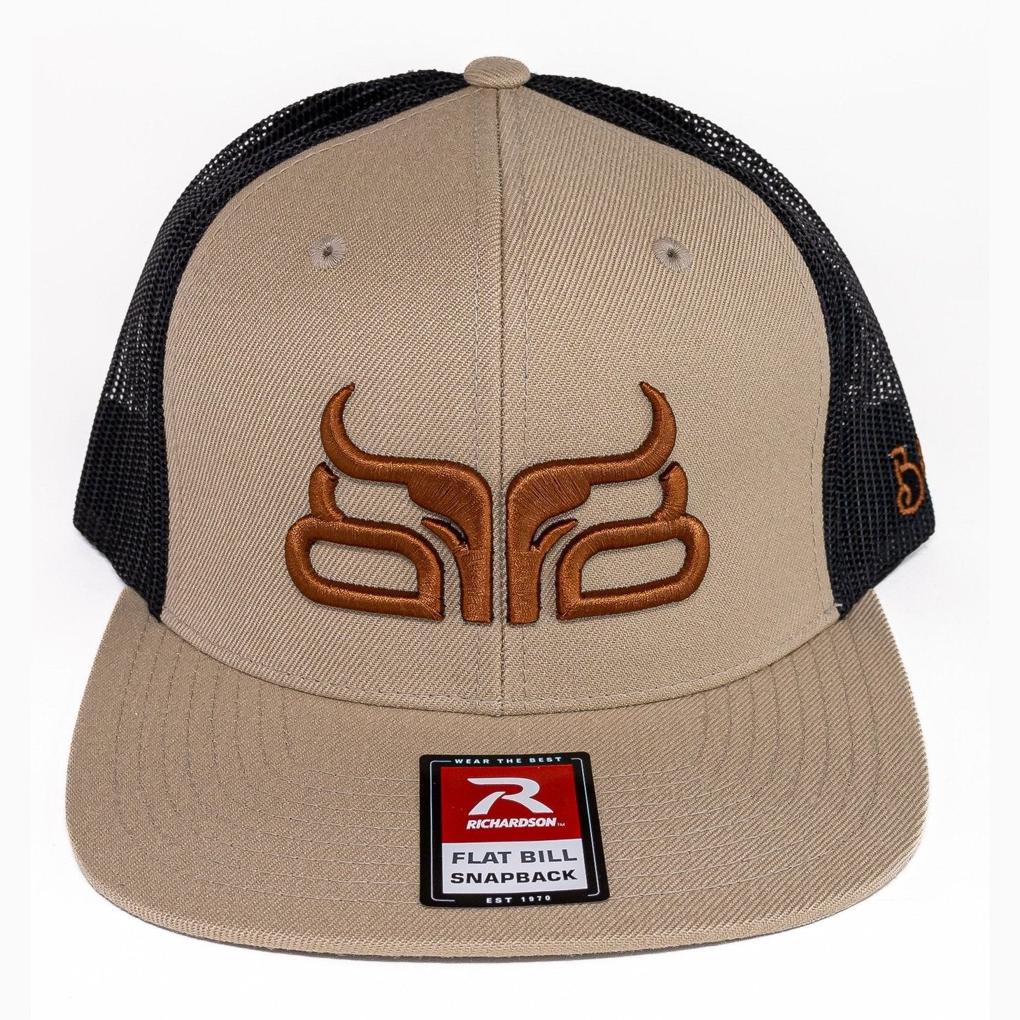 Baredown Brand Flat Bill Trucker Cap Khaki/Brown Hat - Baredown Brand
