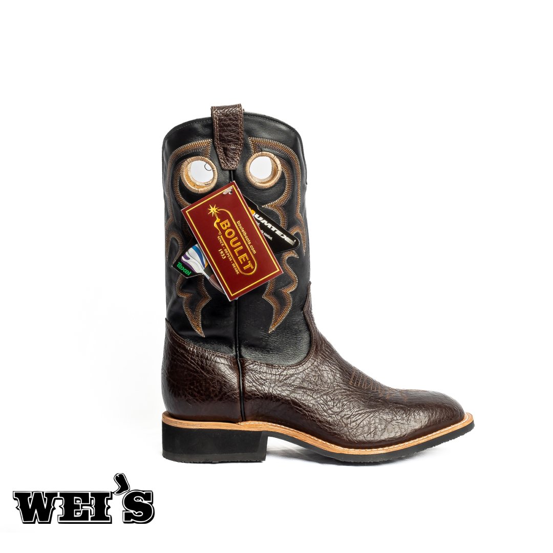 Boulet Men's Black and Brown Cowboy Boots 3081 - Boulet
