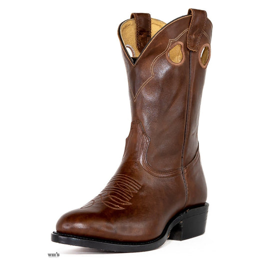 Boulet Men's Cowboy Boots 12" Cowhide Roper Heel Roper Toe 0510
