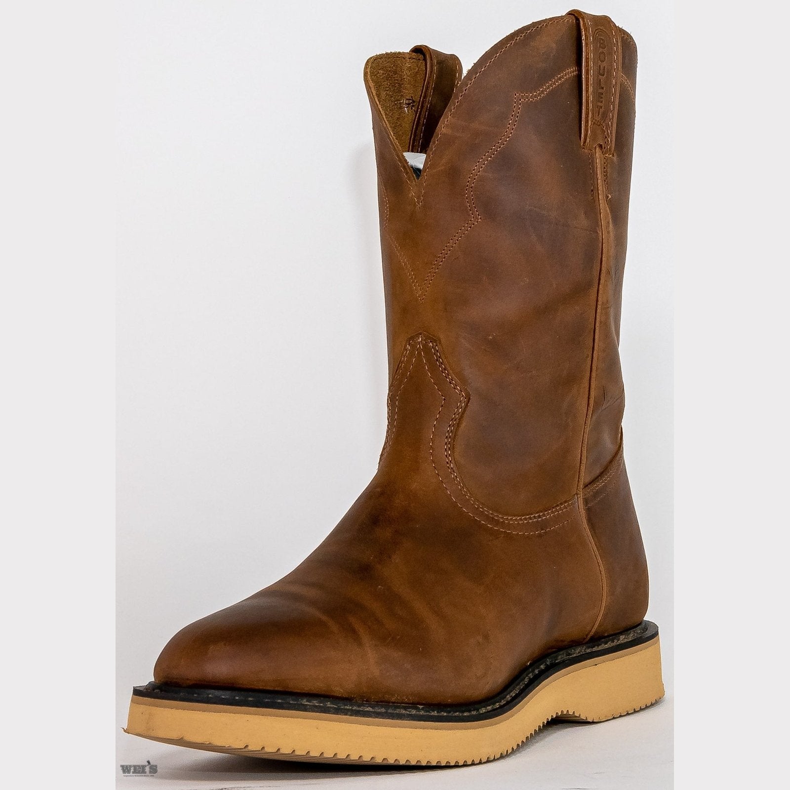 Boulet Men's Cowboy Boots 12" Cowhide Vibram Crepe Sole U Toe 0147