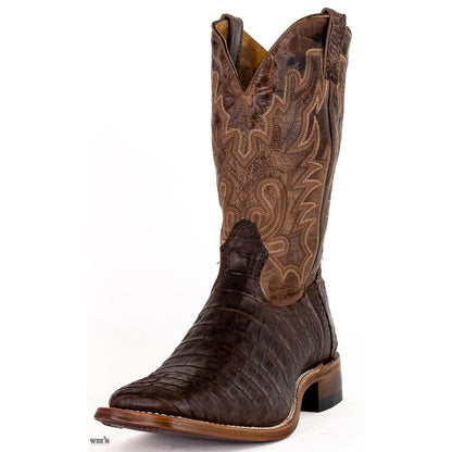 Boulet Men's Cowboy Boots 12" Exotic Caiman Belly Wide Square Toe 7533