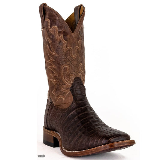 Boulet Men's Cowboy Boots 12" Exotic Caiman Belly Wide Square Toe 7533