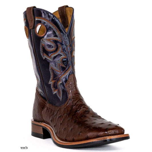 Boulet Men's Cowboy Boots 13" Exotic Ostrich Wide Roper Heel Square Toe 9518