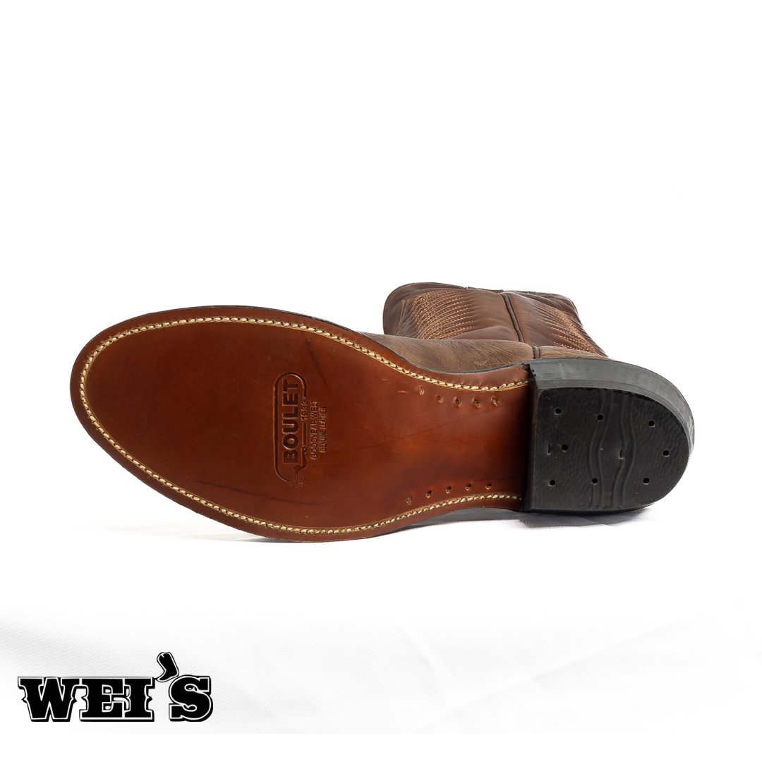 Boulet Men's Cowboy Boots 13" Oiled Taurus Bullhide Cowboy Heel R Toe 7525-1 - Boulet
