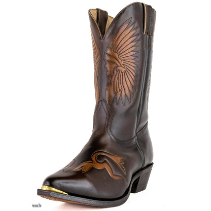 Boulet Men's Cowboy Boots 14" Cowhide Chieftain Embossed 7809