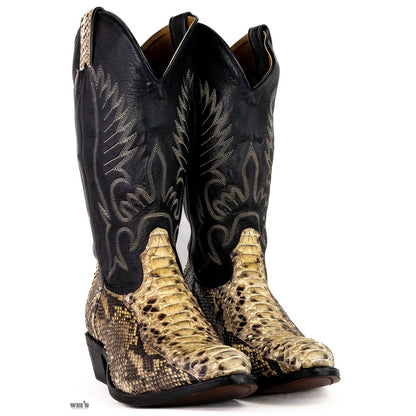 Boulet Men's Cowboy Boots 14" Exotic Snake Cowboy Heel R Toe 0602