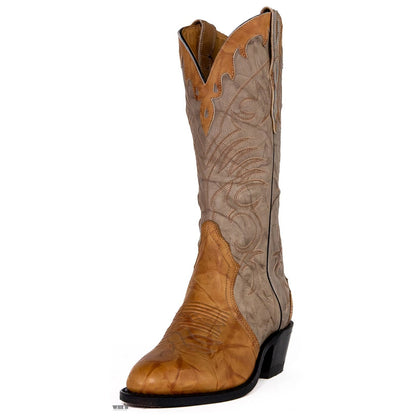 Boulet Men's Cowboy Boots 15" Tri-Colour Cowhide Cowboy Heel U Toe 2010