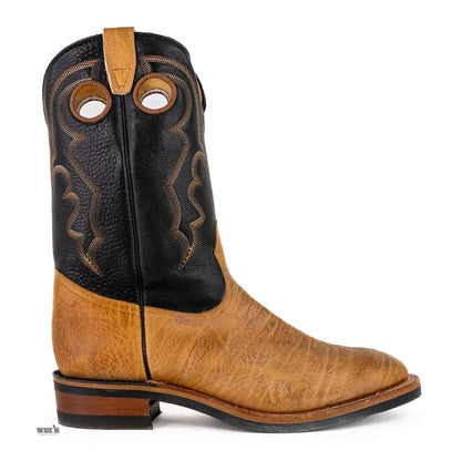 Boulet Men's Cowboy Boots Wei's Custom 13" Bullhide/Cowhide Black & Tan 2041