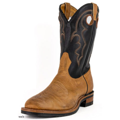 Boulet Men's Cowboy Boots Wei's Custom 13" Bullhide/Cowhide Black & Tan 2041