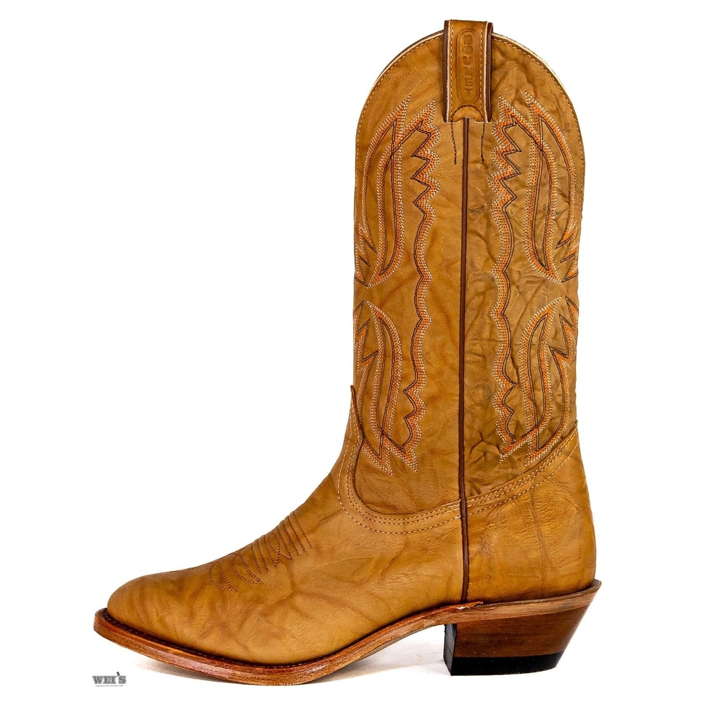 Boulet Men's Cowboy Boots Wei's Custom Made 14" Marbled Cowhide Cowboy Heel R Toe 1809