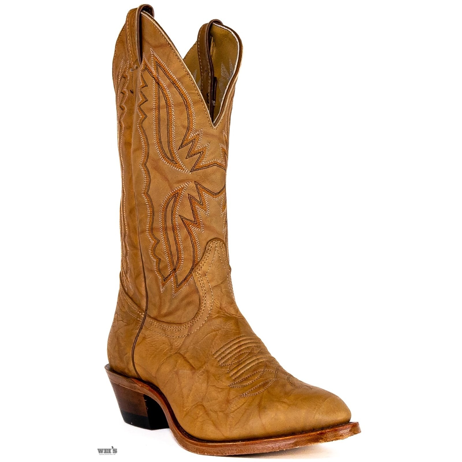 Boulet Men's Cowboy Boots Wei's Custom Made 14" Marbled Cowhide Cowboy Heel R Toe 1809