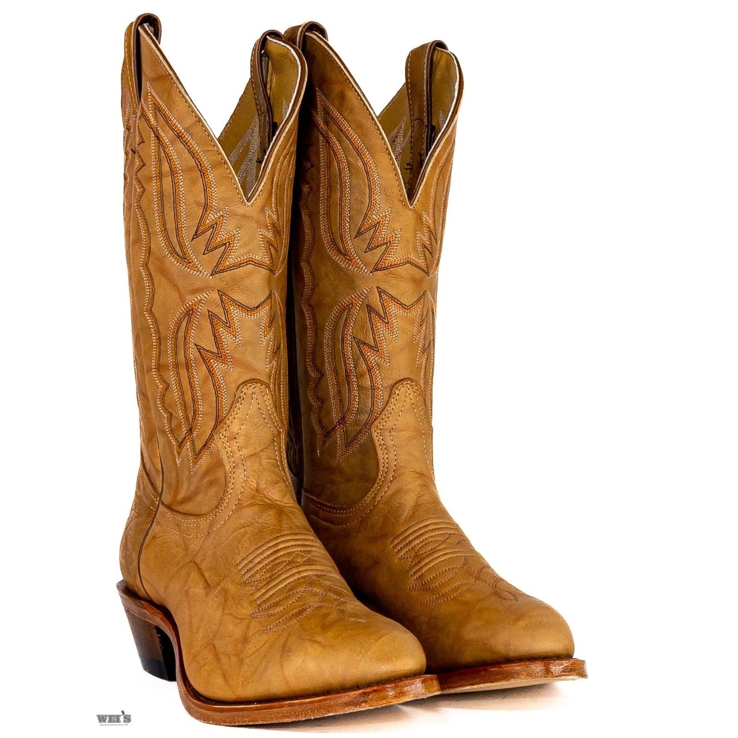 Boulet Men's Cowboy Boots Wei's Custom Made 14" Marbled Cowhide Cowboy Heel R Toe 1809