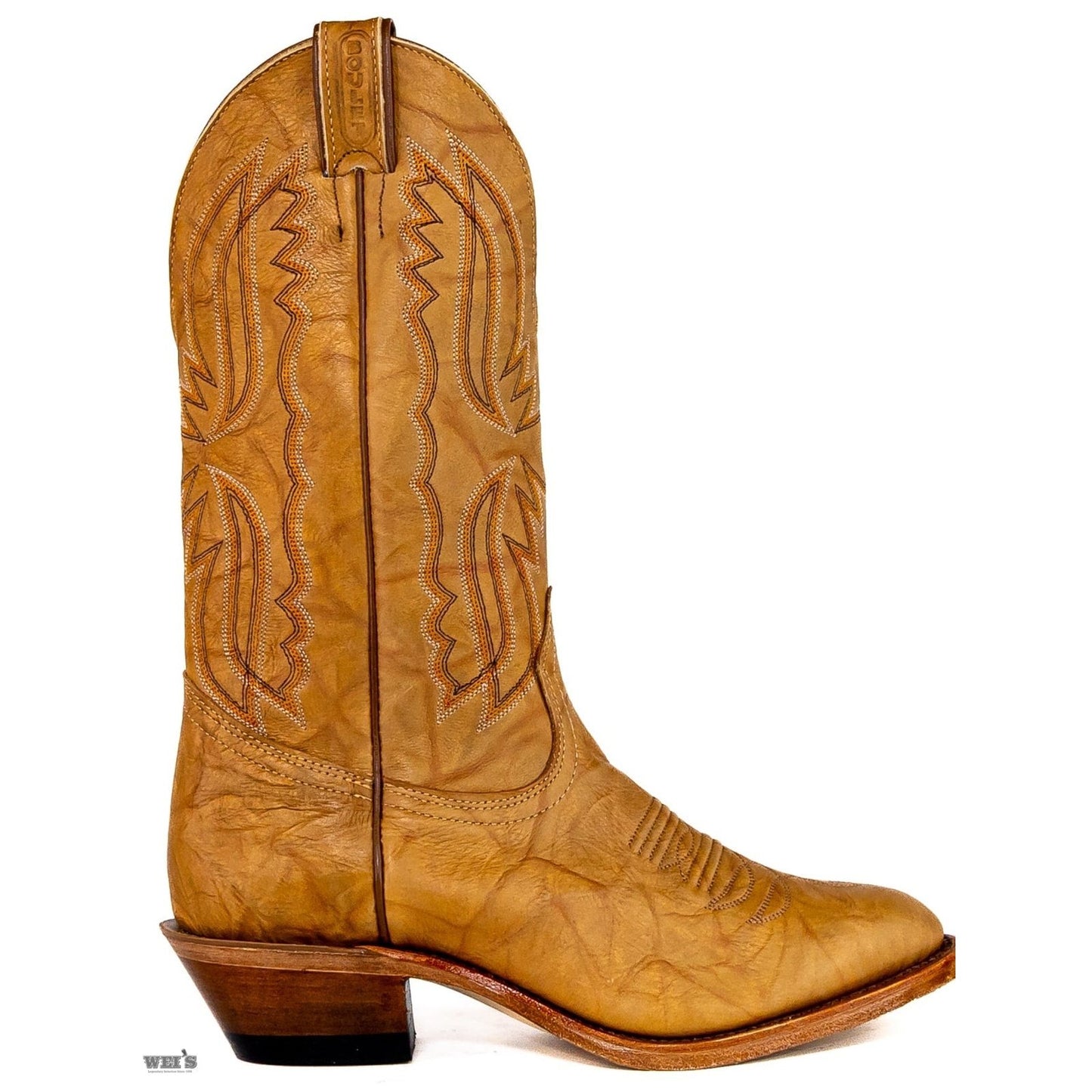 Boulet Men's Cowboy Boots Wei's Custom Made 14" Marbled Cowhide Cowboy Heel R Toe 1809