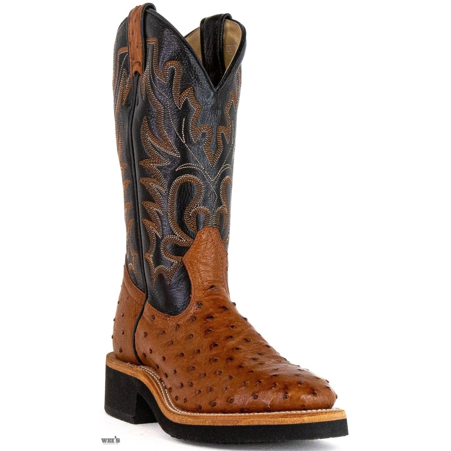Boulet Women's Cowgirl Boots 11" Exotic Ostrich U Toe Roper Heel Crepe Sole 2309 - Boulet