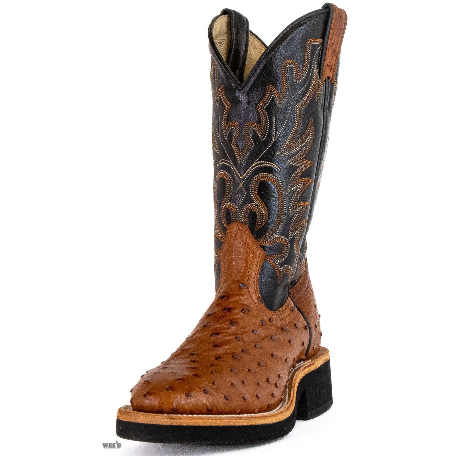 Boulet Women's Cowgirl Boots 11" Exotic Ostrich U Toe Roper Heel Crepe Sole 2309 - Boulet