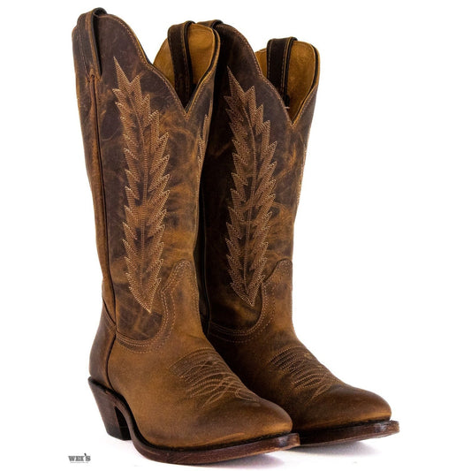 Boulet Women’s Cowgirl Boots 12" Oiled Cowhide Cowboy Riding Heel R Toe 9026 - Boulet