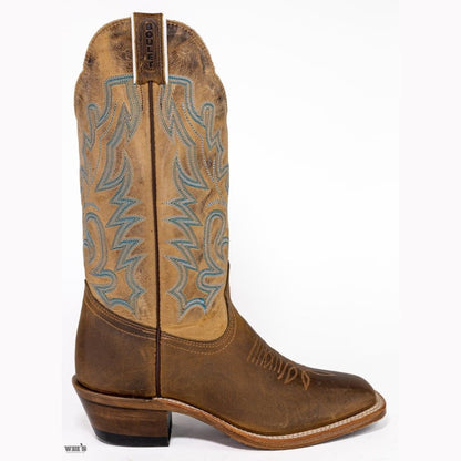 Boulet Women’s Cowgirl Boots 12" Oiled Cowhide Cowboy Riding Heel Wide Square Toe 9354 - Boulet