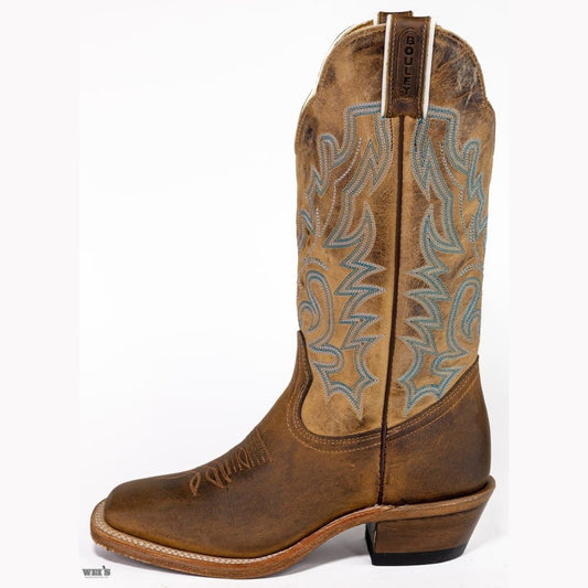 Boulet Women’s Cowgirl Boots 12" Oiled Cowhide Cowboy Riding Heel Wide Square Toe