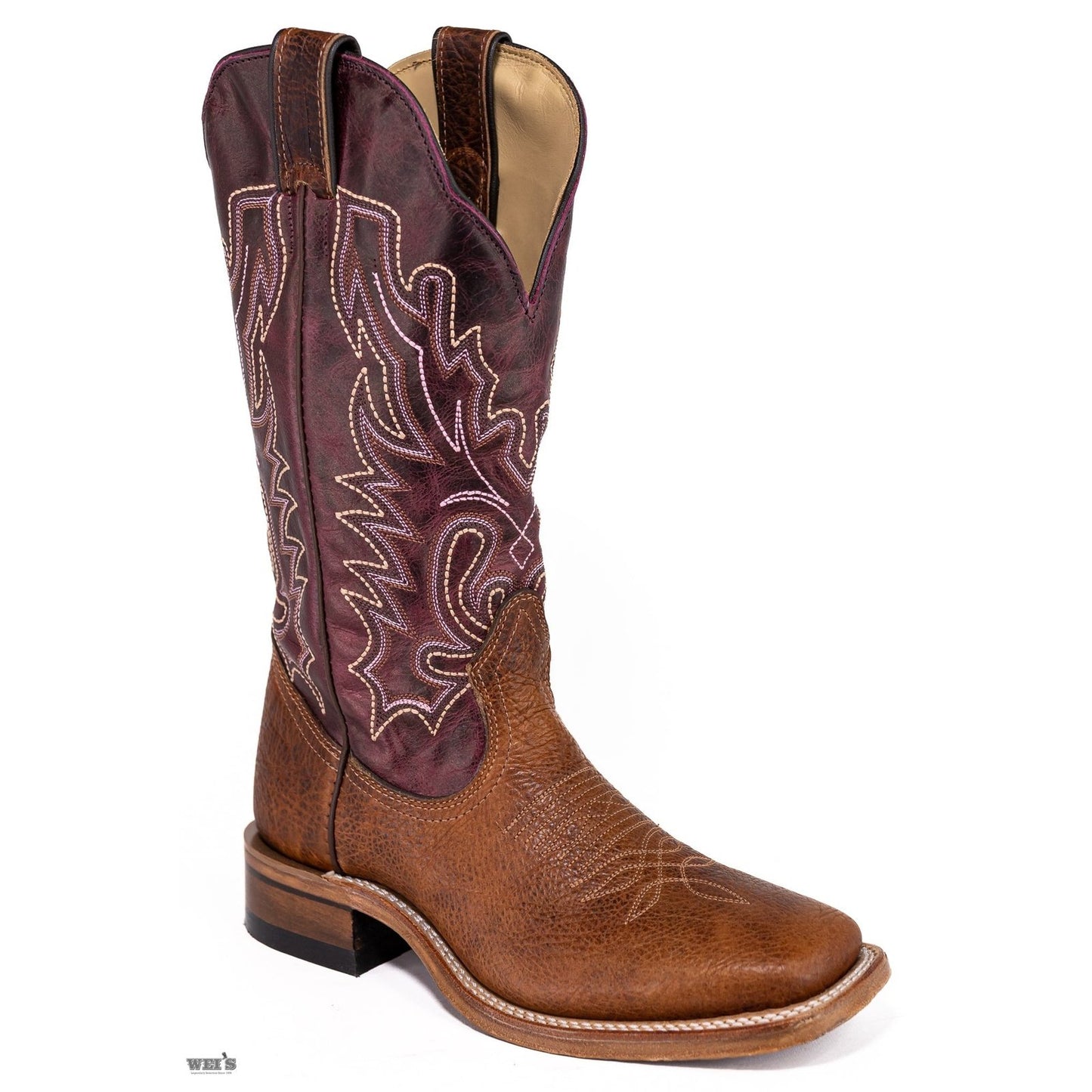 Boulet Women’s Cowgirl Boots 13" Magenta Shaft Wide Square Toe 6251 - Boulet