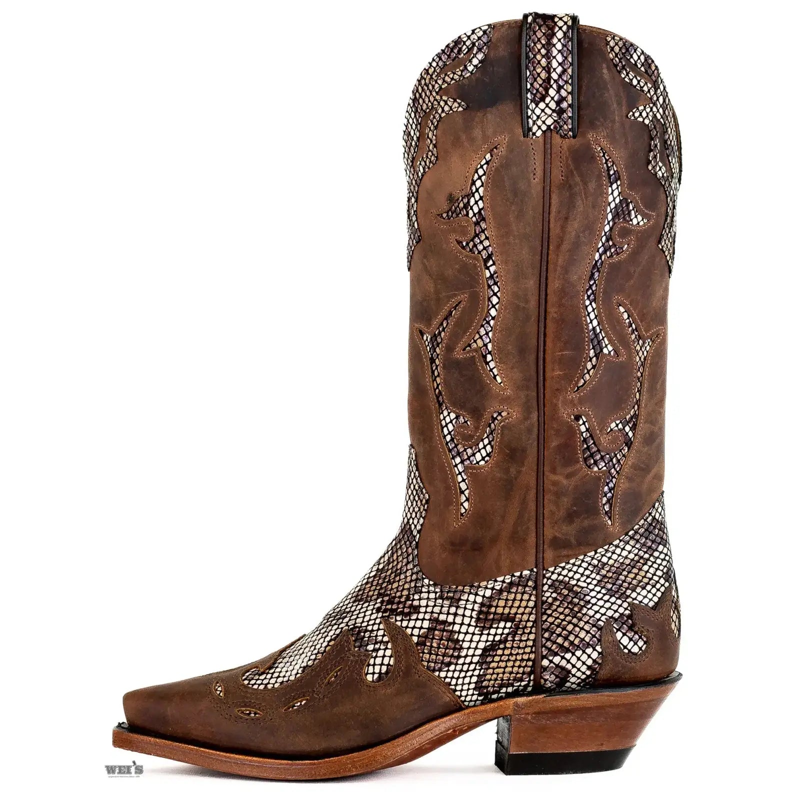 Boulet Women's Cowhide Faux Snake Print Cowboy Boot 1634 -Clearance