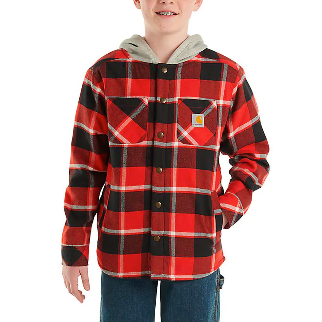 Carhartt Boy's Flanner Snap-Front Hooded Shirt Jacket CP8581-R175-JT6