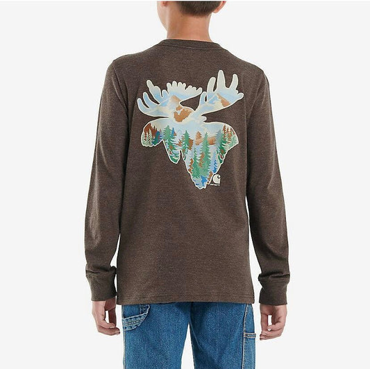 Carhartt Boy’s Moose Head Long Sleeve T-Shirt CA6284 D17H