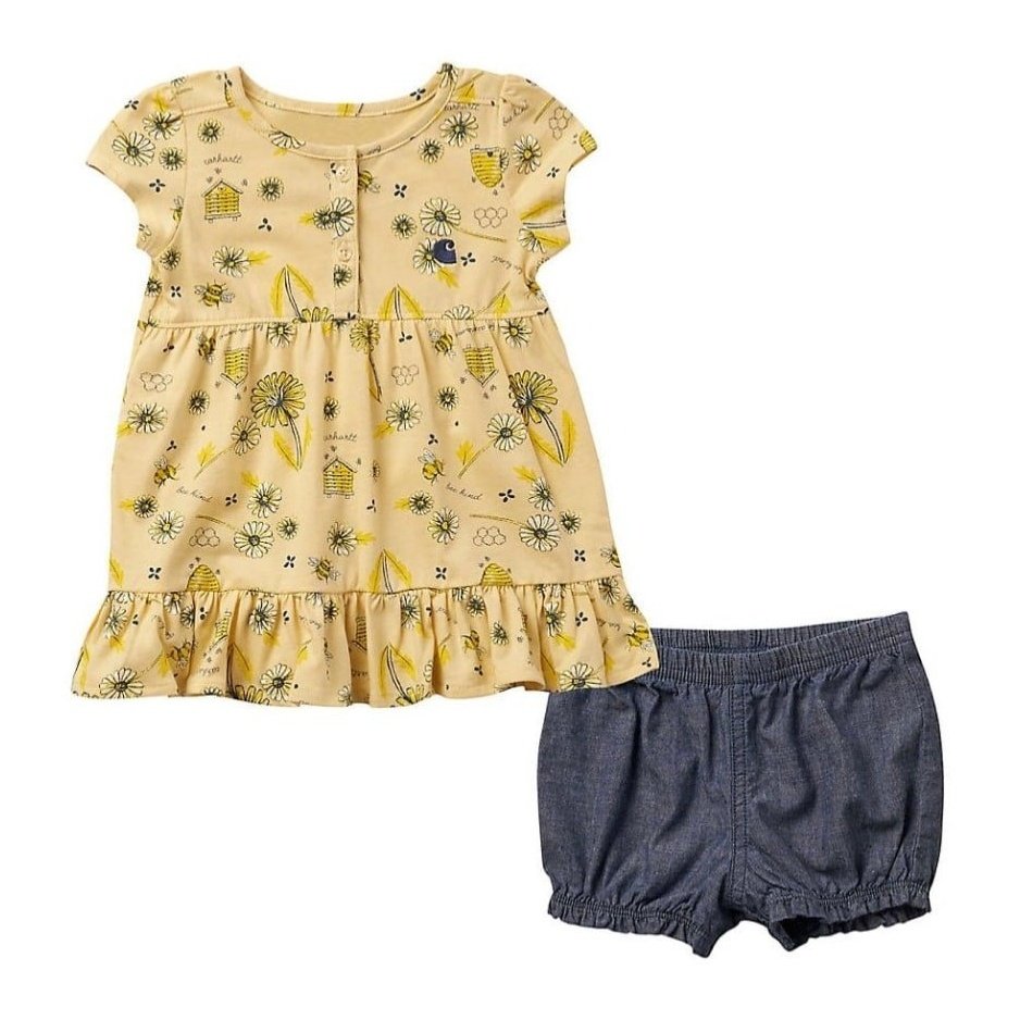 Carhartt Infant & Toddlers Girl’s Set Short Sleeve Printed Dress & Diaper Cover - Carhartt