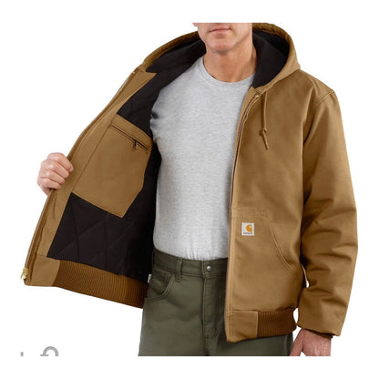 Carhartt Men’s Active-Jac Hooded Duck Loose Fit Insulated Flannel Lined